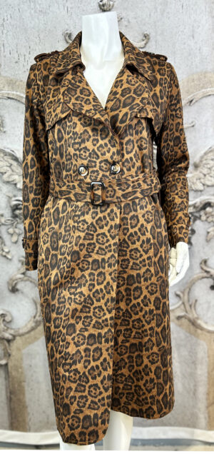 Damen Trenchcoat mit Leo-Print & Taillengürtel Braun – Großhandel