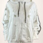 Destroyed Hoodie Jacke Damen Beige mit Hundeprint und Strass Großhandel