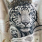 Destroyed Hoodie Jacke Tiger Beige Damen mit Strasssteinen und Destroyed-Look