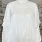 Edle Damen Chiffon-Bluse Weiß Großhandel mit Spitze und Perlen