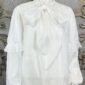 Edle Damen Chiffon-Bluse Weiß Großhandel mit Spitze und Perlen