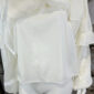 Edle Damen Chiffon-Bluse Creme Großhandel mit Spitze, Perlen, Bindekragen und Ballonärmeln