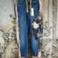 Handpatch Denim Dog Jeans Sweat Hose mit Strass
