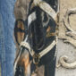 Handpatch Denim Horse Jeans Sweat Hose mit Strass und Perlen