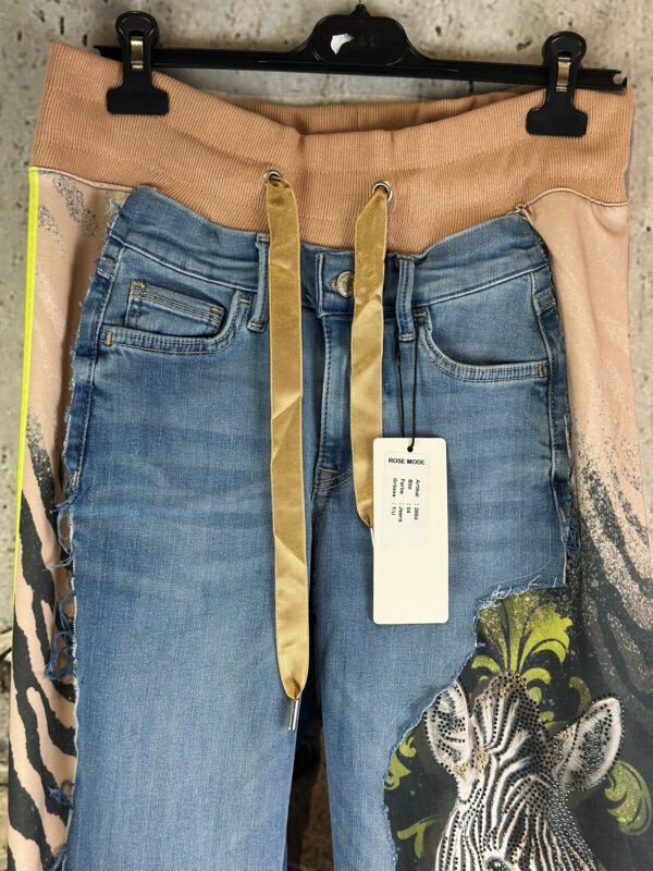 Handpatch Denim Zebra Jeans Sweat Hose – Großhandel (6) Handpatch Denim Zebra Jeans Sweat Hose mit Strass