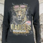 Tiger Rollkragenpullover Schwarz Großhandel mit Strass und Nieten