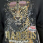 Tiger Rollkragenpullover Schwarz Großhandel mit Strass und Nieten
