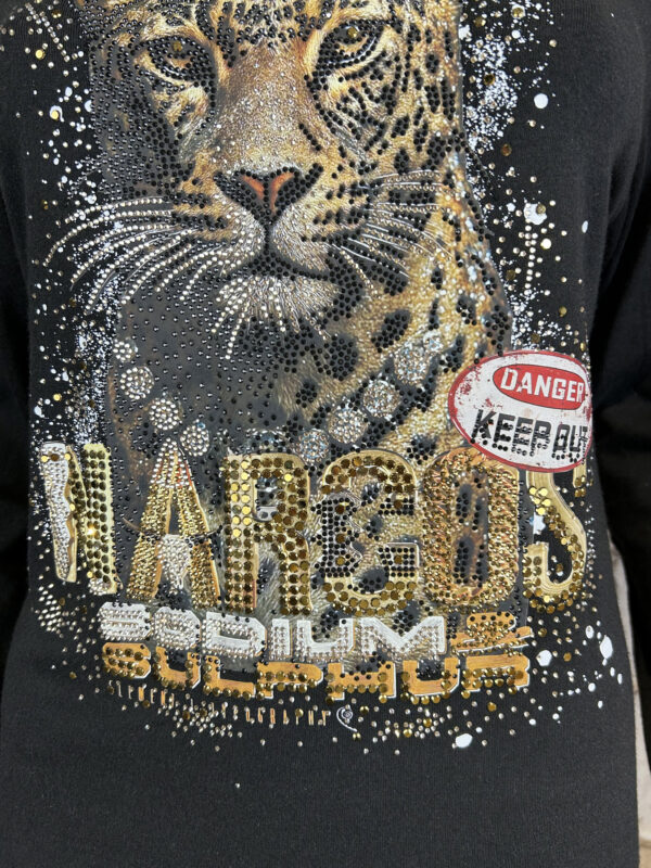 Leichter Cool Tiger Rollkragenpullover Schwarz mit Strass & Nieten – Großhandel (5) Tiger Rollkragenpullover Schwarz Großhandel mit Strass und Nieten