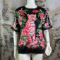 Damen Shirt mit Pink Leopard und Perlen in Schwarz
