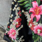 Damen Shirt mit Pink Leopard und Perlen in Schwarz